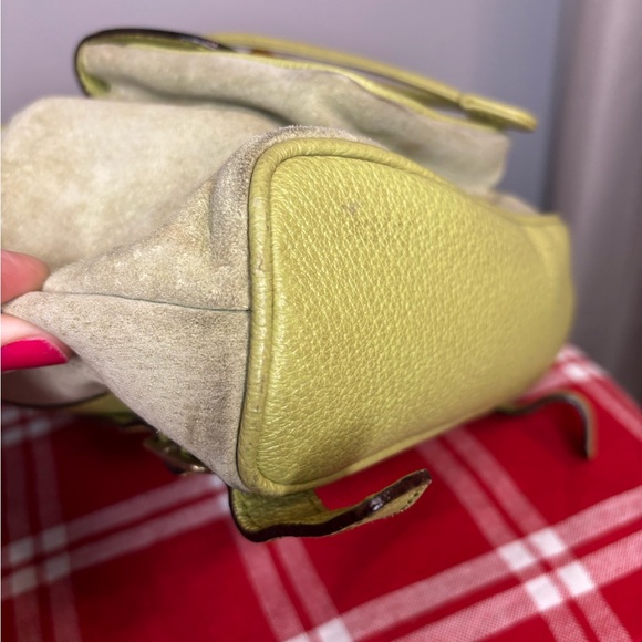 Gucci Vintage Lime Green Suede Bamboo Mini Backpack 1990s - Picture 6 of 11